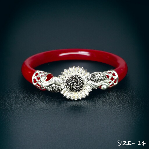 (SSP) (SIZE- 24) 925 ORIGINAL SILVER MUKH POLA BANGLES FOR WOMEN 1 PC - SOLD AS MRP BY RAJLAXMI.