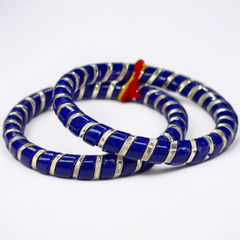BLUE SPIRAL DESIGN 995 ORIGINAL SILVER POLA BANGLES FOR WOMEN 1 PAIR - SOLD AS MRP BY RAJLAXMI (GET FREE SILVER POLA RING) HAPPY HOURS OFFER.