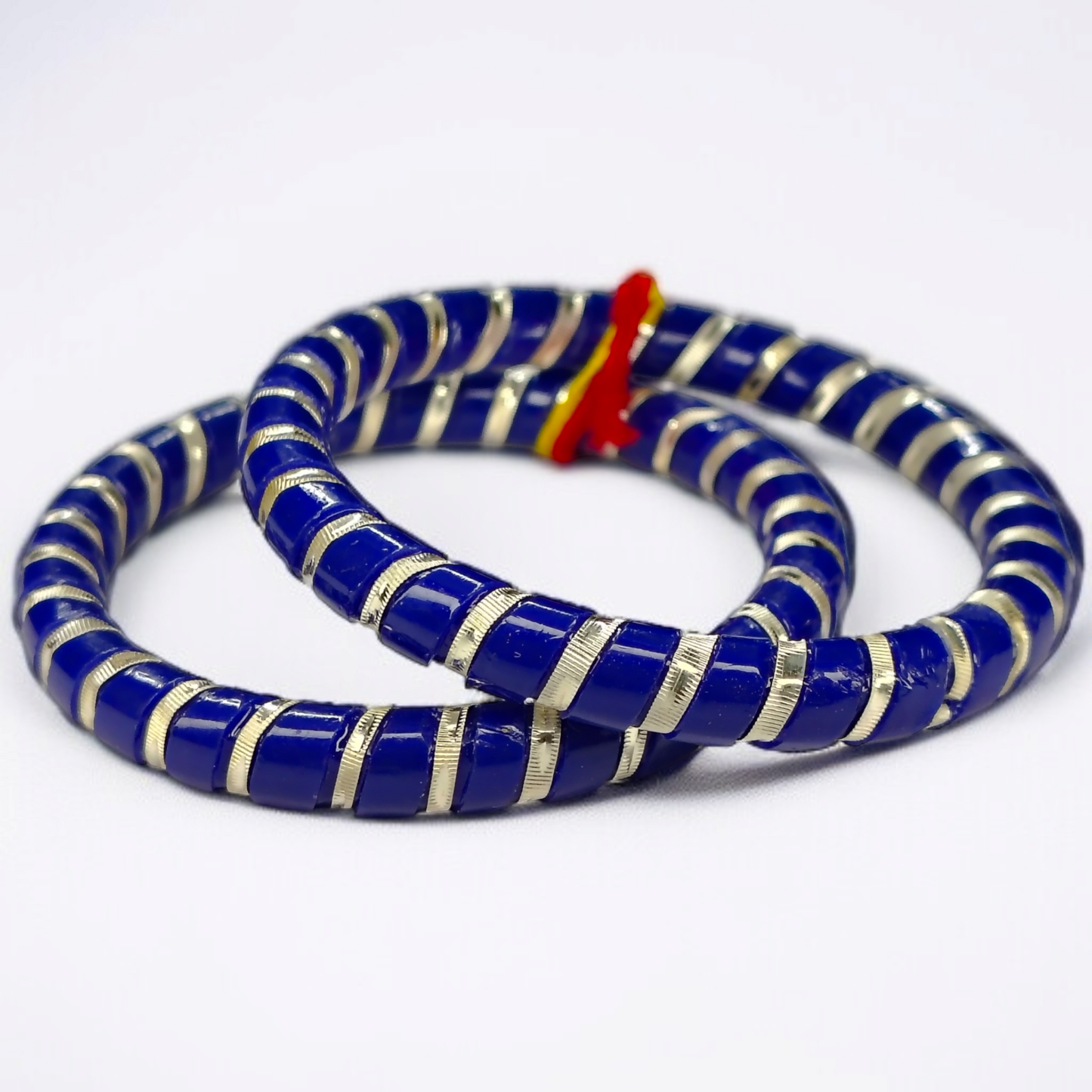 BLUE SPIRAL DESIGN 995 ORIGINAL SILVER POLA BANGLES FOR WOMEN 1 PAIR - SOLD AS MRP BY RAJLAXMI (GET FREE SILVER POLA RING) HAPPY HOURS OFFER.