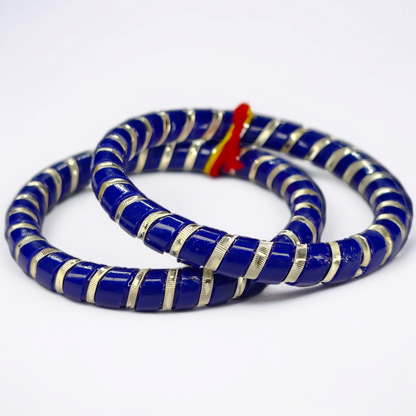 BLUE SPIRAL DESIGN 995 ORIGINAL SILVER POLA BANGLES FOR WOMEN 1 PAIR - SOLD AS MRP BY RAJLAXMI (GET FREE SILVER POLA RING) HAPPY HOURS OFFER.