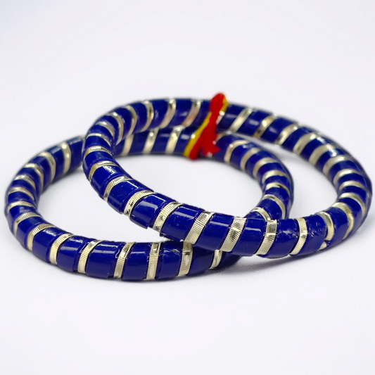 BLUE SPIRAL DESIGN 995 ORIGINAL SILVER POLA BANGLES FOR WOMEN 1 PAIR - SOLD AS MRP BY RAJLAXMI (GET FREE SILVER POLA RING) HAPPY HOURS OFFER.