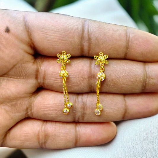 (GER22) BIS CERTIFIED WGT: 1.950 GM APPROX HUID HALLMARK 916 22KT GOLD EARRINGS KANBALA 1 PAIR FOR WOMEN.