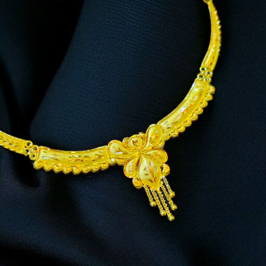 (GCN22) BIS CERTIFIED HUID HALLMARK 916 22KT GOLD NECKLACE CHOKER (APPROX WGT: 2.920 GM) 1 PIECE FOR WOMEN.