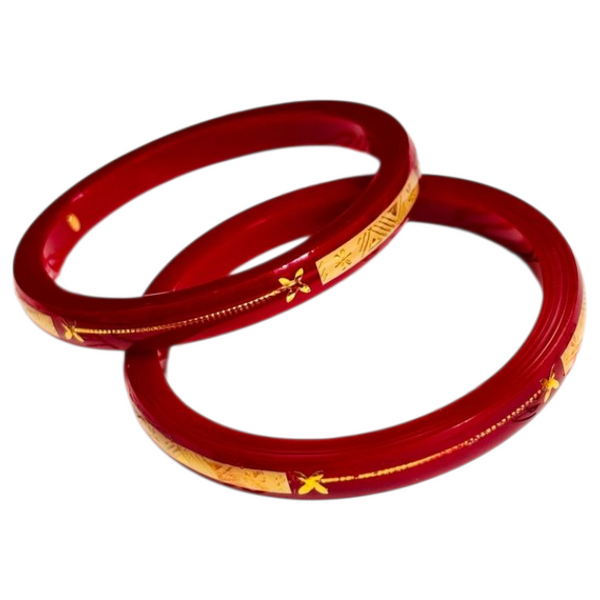 ROOKIE RED (FACEBOOK VIRAL POLA) GOLDEN DETAILING LAMINATION POLA SCALE DESIGN 1 PAIR FOR WOMEN - NON EXCHANGEABLE ITEM (GET ANY DESIGN AS PER AVAILABILITY)