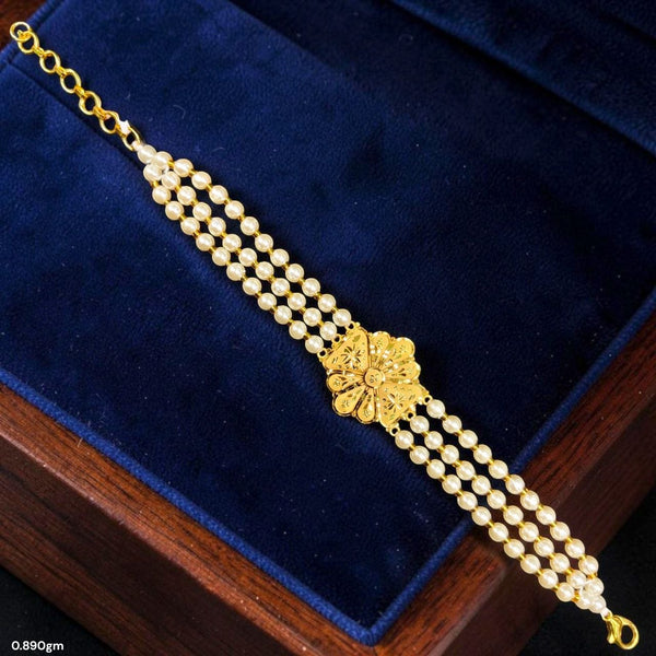 GOLD MANTASHA- (WGT: 0.980 GM APPROX) BIS CERTIFIED HUID HALLMARK 375 9KT GOLD MOTI MANTASHA WITH PEARL CHAIN FOR WOMEN.(P2GYUG)