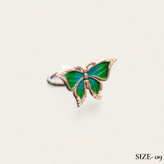 RAJLAXMI HALLMARK 925 SILVER FINGER BUTTERFLY MINAKARI DESIGN RING 1 PIECE FOR WOMEN FOR REGULAR USE - BEST FOR GIFTING (SOLD ON MRP)