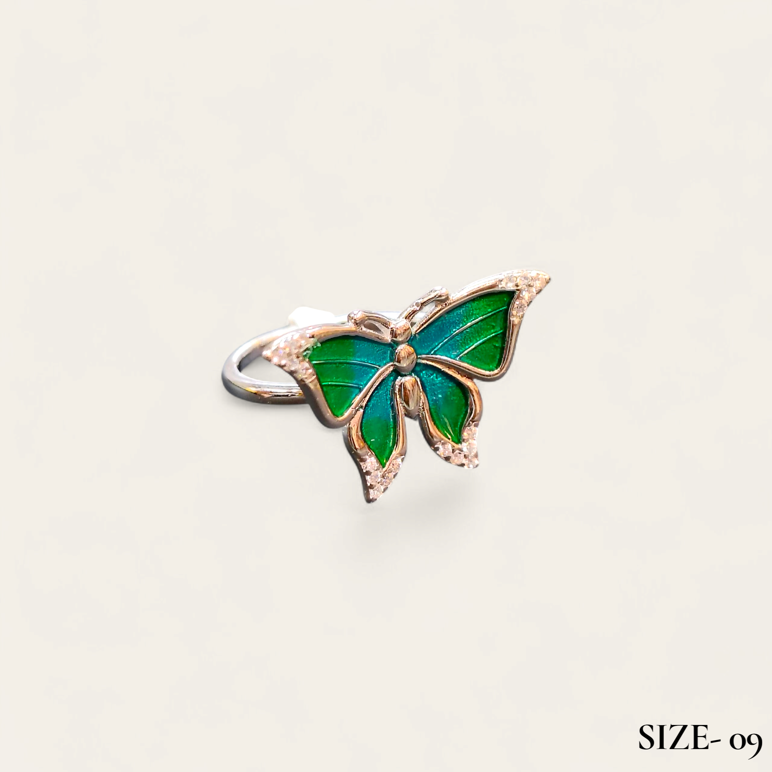 (SFR) RAJLAXMI HALLMARK 925 SILVER FINGER BUTTERFLY MINAKARI DESIGN RING 1 PIECE FOR WOMEN FOR REGULAR USE - BEST FOR GIFTING (SOLD ON MRP)