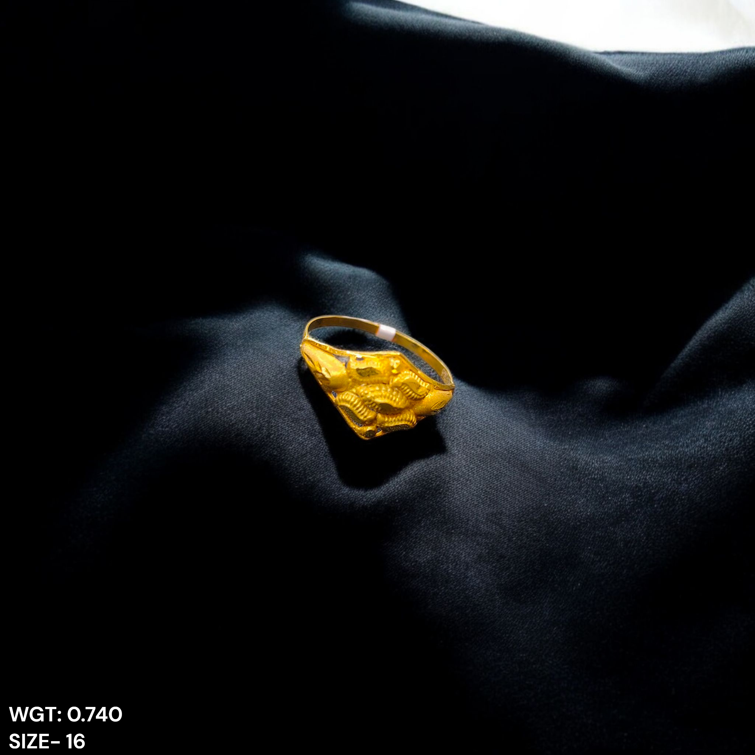 (GLFR9) TRJ (SIZE: 16) WGT: 0.740 GM APPROX BIS CERTIFIED HUID HALLMARK 9KT GOLD FINGER RING FOR WOMEN 1 PIECE FOR REGULAR USE.