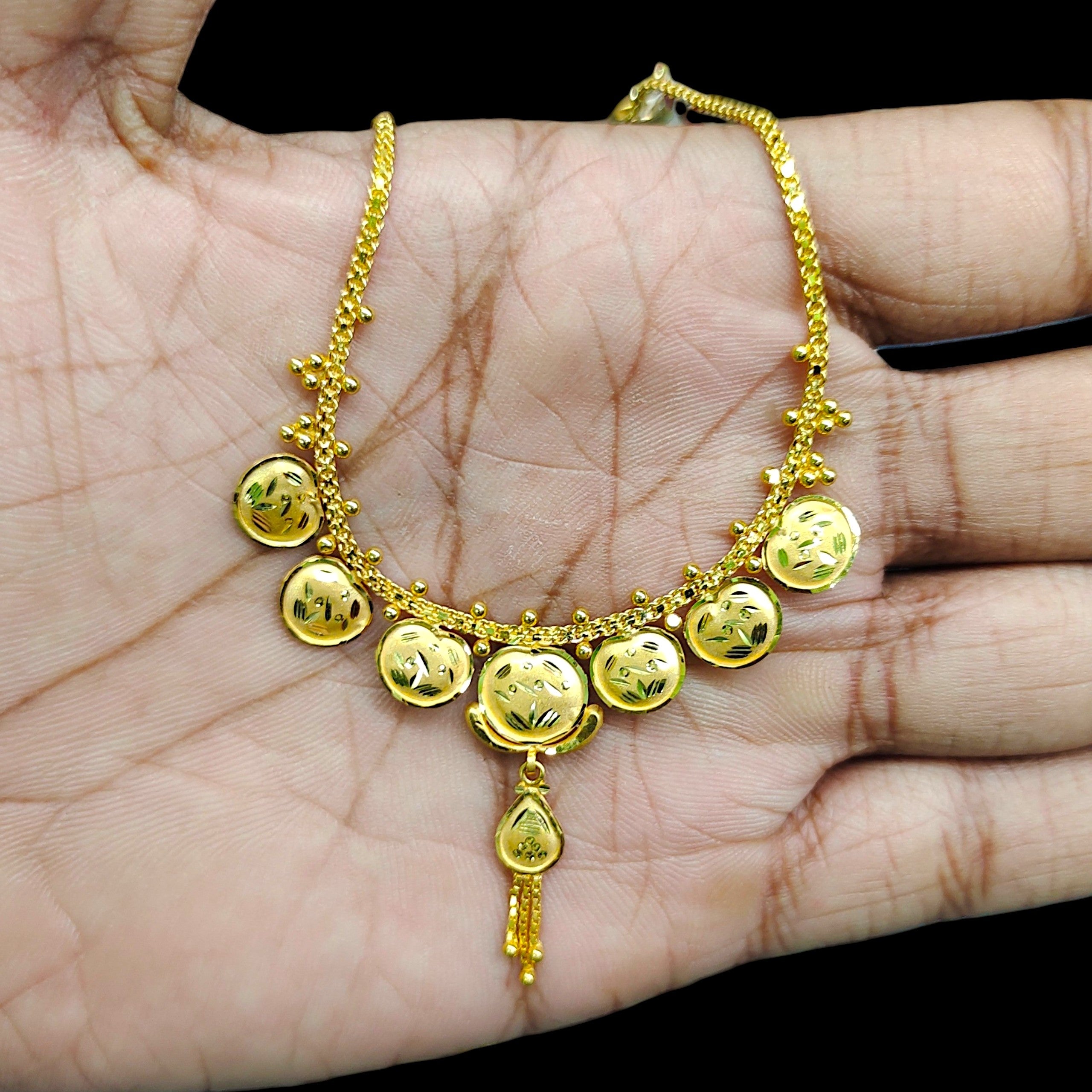 GOLD NECKLACE-(WGT: 3.290 GM APPROX) BIS CERTIFIED HUID HALLMARK 375 9KT GOLD NECKLACE 1 PIECE FOR WOMEN WITH FREE ADJUSTABLE TASSEL.