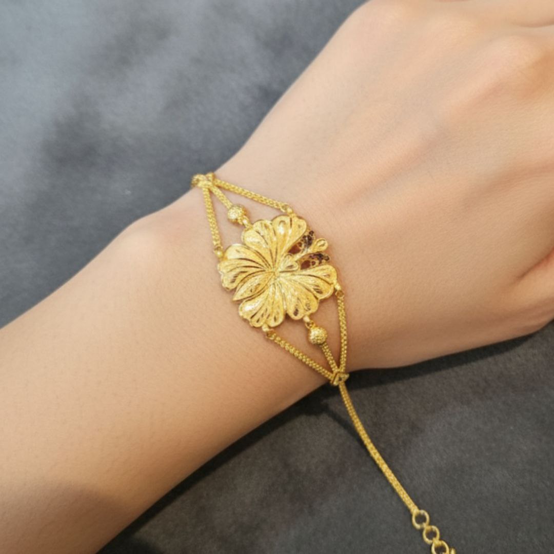 (GMW) RAJLAXMI WGT: 4.140 GM APPROX CERTIFIED BIS HUID HALLMARK 916 22KT GOLD MANTASHA FOR WOMEN (STANDARD ADJUSTABLE SIZE).