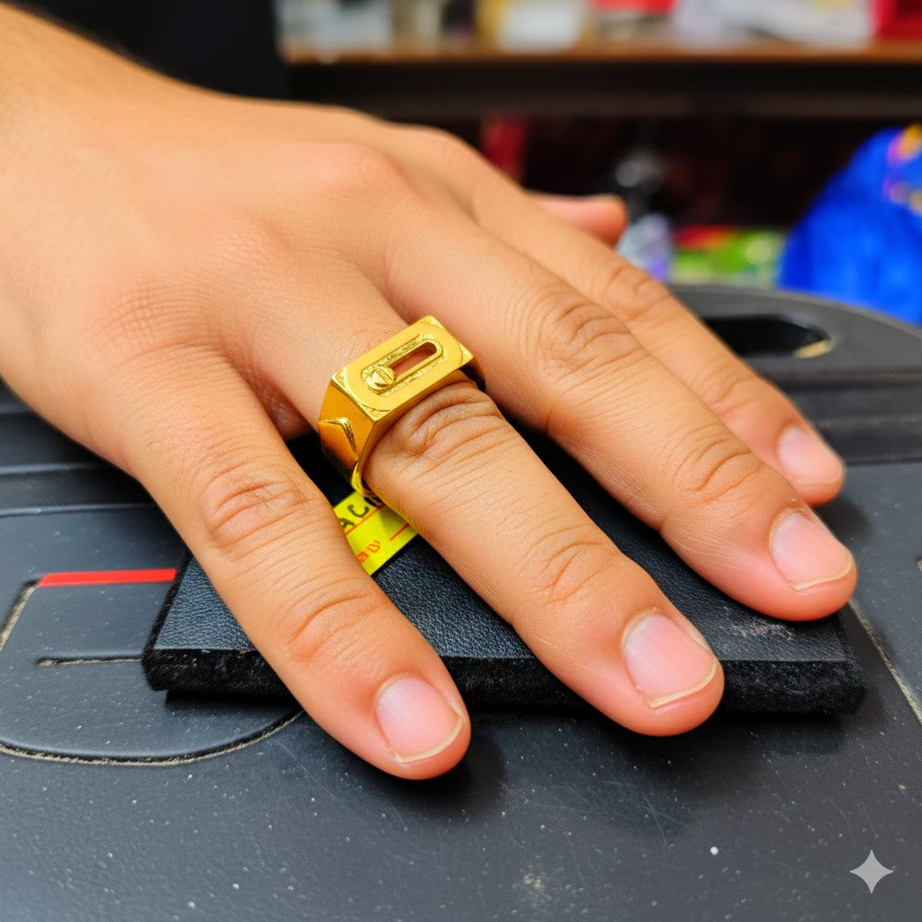 (GGFR9) TRJ (SIZE: 21) WGT: 1.690 GM APPROX BIS CERTIFIED HUID HALLMARK 9KT GOLD FINGER RING FOR MEN 1 PIECE FOR REGULAR USE.