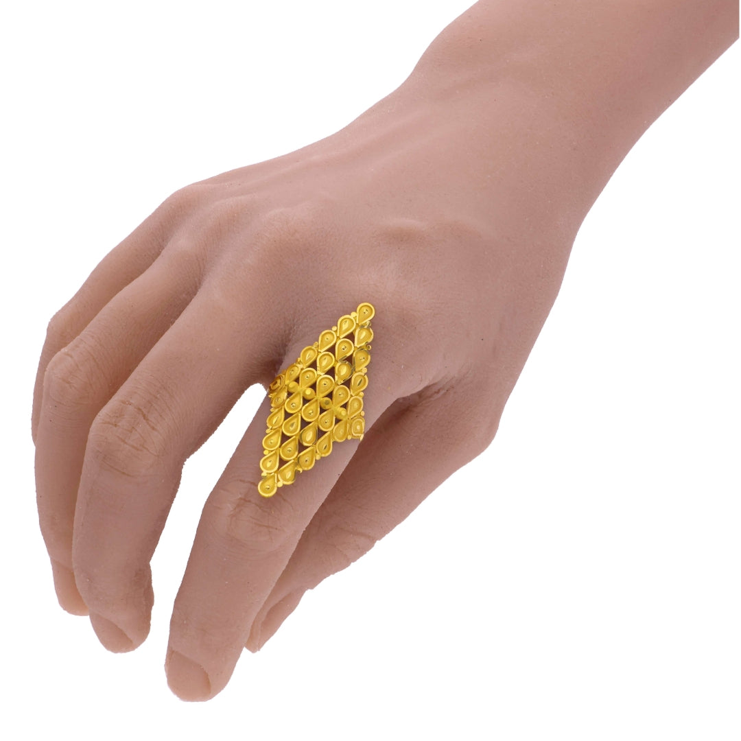 MADE TO ORDER (GFR22) BIS CERTIFIED HUID HALLMARK 916 22KT GOLD FINGER RING (ADJUSTABLE FREE SIZE) WGT: 3.500 GM APPROX (1 PIECE) FOR WOMEN (BLUE TAG PREMIUM SEGMENT JEWELLERY) -DELIVERY IN 25 DAYS.