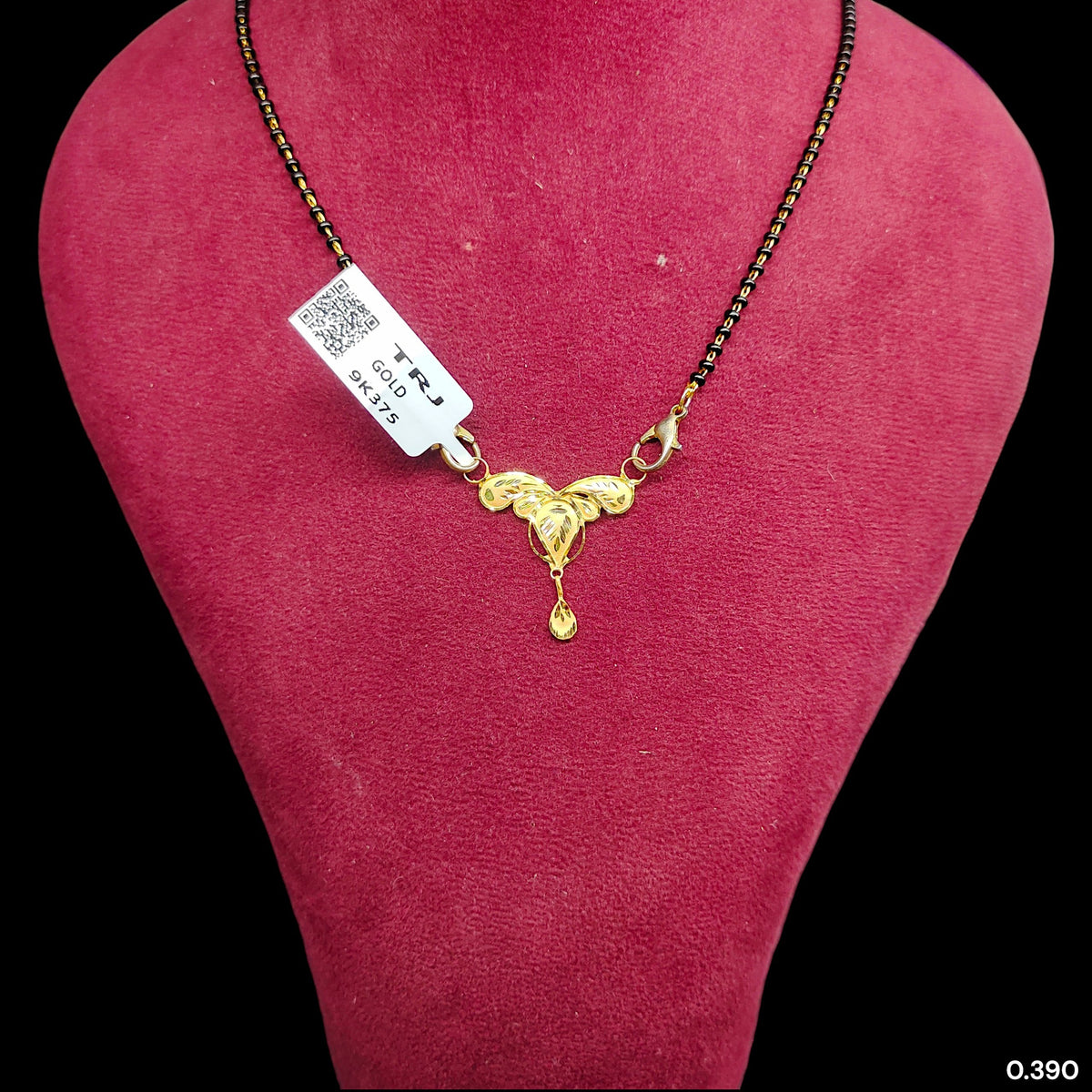 GPM9K- (WGT: 0.390 GM APPROX) BIS CERTIFIED HUID HALLMARK 375 9KT GOLD PENDANT FOR WOMEN 1 PIECE WITH FREE MANGALSUTRA & TASSEL. (RWZUHN)