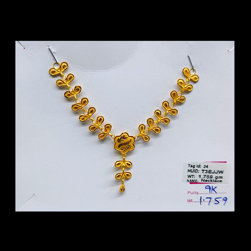 GOLD NECKLACE- (T3EJJW)-(WGT: 1.759 GM APPROX) BIS CERTIFIED HUID HALLMARK 375 9KT GOLD NECKLACE 1 PIECE FOR WOMEN WITH FREE ADJUSTABLE TASSEL.