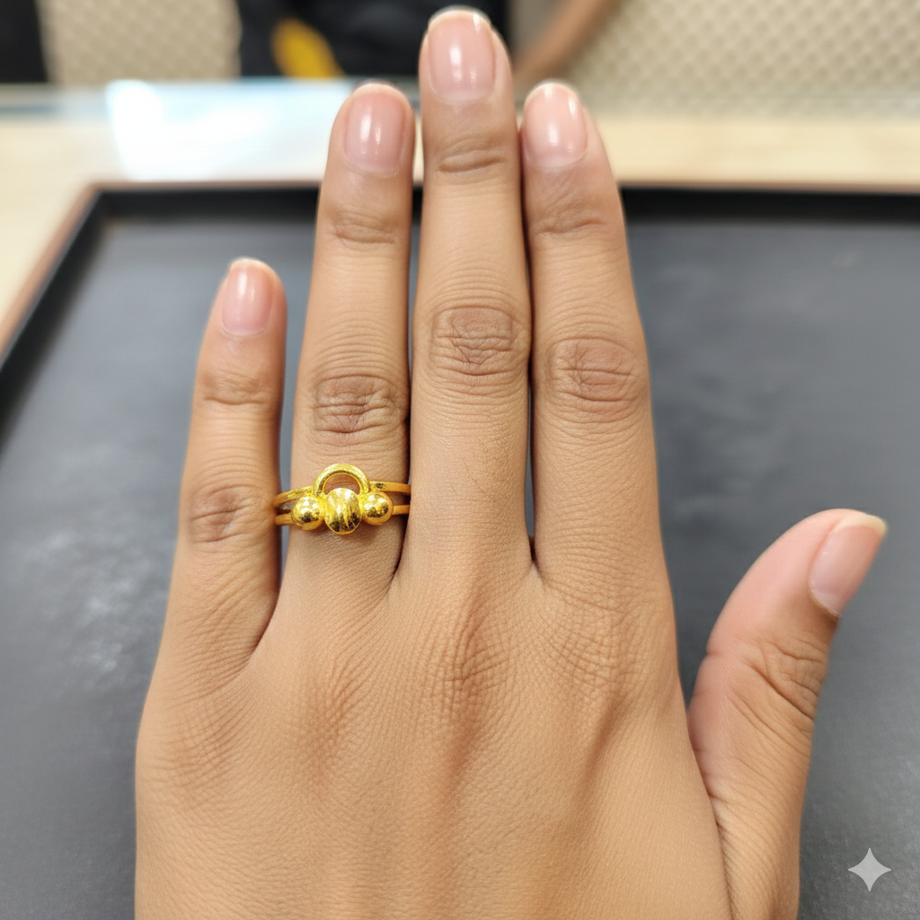 LADIES RING- TRJ (SIZE:13) WGT: 1.360 GM APPROX BIS CERTIFIED HUID HALLMARK 9KT GOLD FINGER RING FOR WOMEN 1 PIECE.