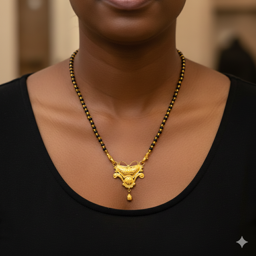 GOLD PENDANT- WGT: 0.800 GM APPROX 22KT HUID HALLMARK GOLD PENDANT MANGALSUTRA 1 PIECE WITH TASSEL.