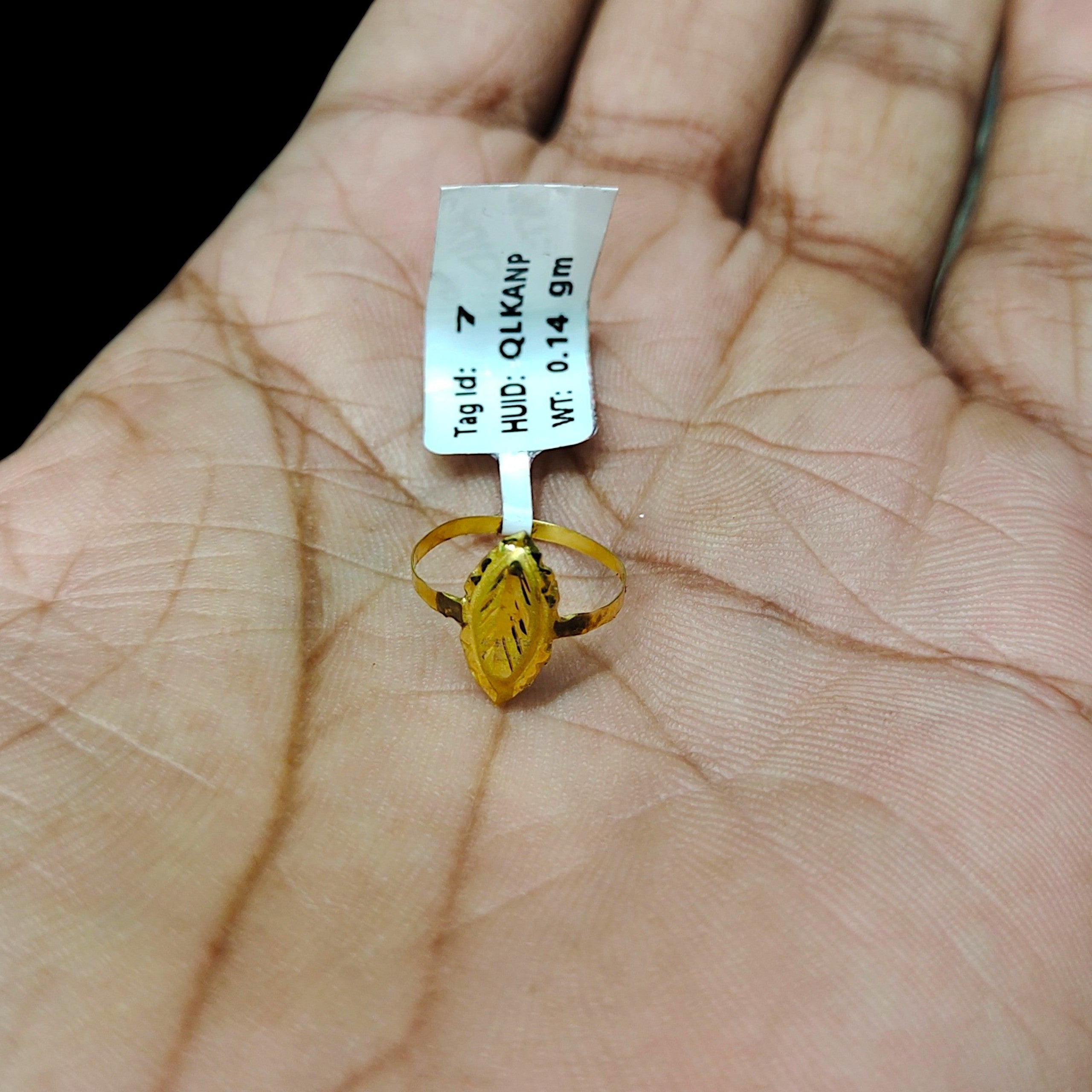 BABY JEWELLERY- TRJ WGT: 0.140 GM APPROX 375 9KT HUID HALLMARK GOLD BABY FINGER RING 1 PIECE FOR RICE CEREMONY & BIRTHDAY.