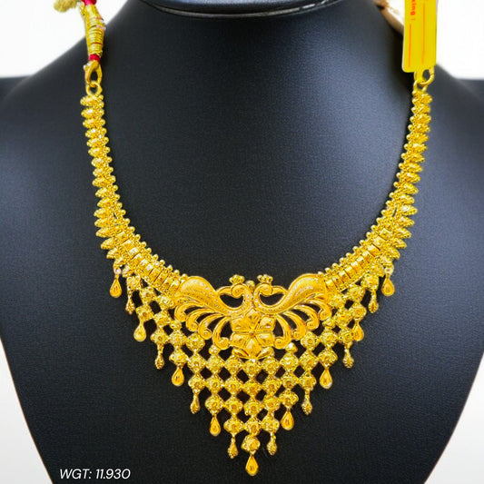 (GCN22) BIS CERTIFIED HUID HALLMARK 916 22KT GOLD NECKLACE CHOKER (APPROX WGT: 11.930 GM) 1 PIECE FOR WOMEN.