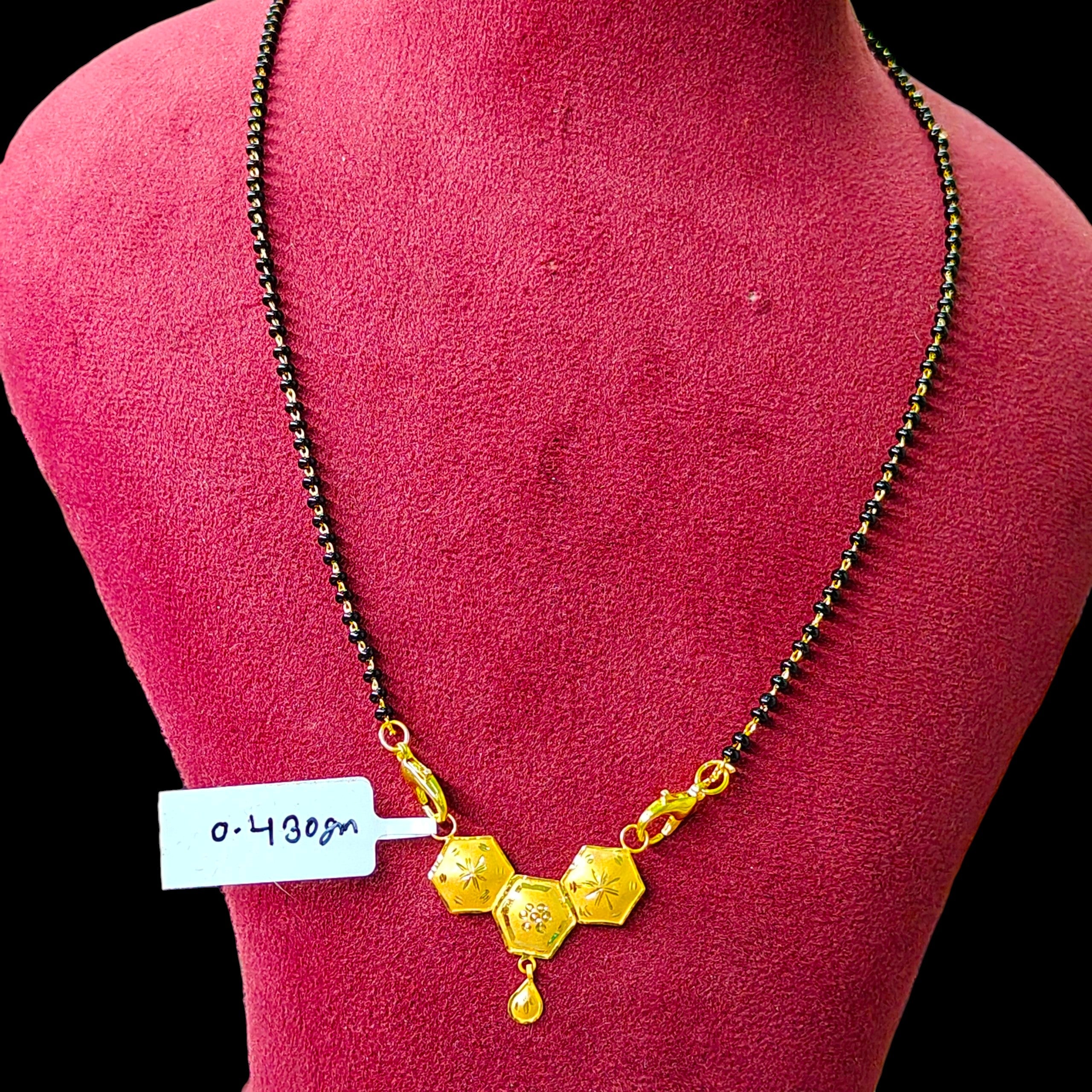 GOLD PENDANT- (WGT: 0.430 GM APPROX) BIS CERTIFIED HUID HALLMARK 375 9KT GOLD PENDANT FOR WOMEN 1 PIECE WITH FREE MANGALSUTRA & TASSEL.