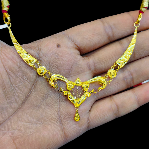 GOLD CHOKER NECKLACE- WGT: 2.480 BIS CERTIFIED HUID HALLMARK 916 22KT GOLD NECKLACE 1 PIECE WITH FREE ADJUSTABLE TASSEL FOR WOMEN.