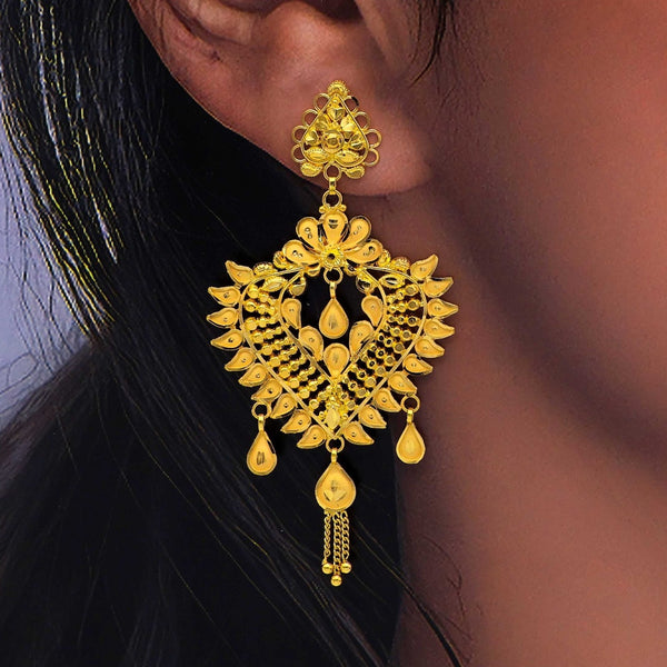 MADE TO ORDER (GEK22) BIS CERTIFIED HUID HALLMARK 916 22KT GOLD KANBALA EARRINGS WGT: 8.700 GM APPROX (1 PAIR) FOR WOMEN (BLUE TAG PREMIUM SEGMENT JEWELLERY) -DELIVERY IN 25 DAYS.