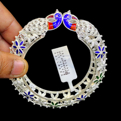 SILVER BANGLES- (SIZE- 24) CERTIFIED BIS HALLMARK 925 SILVER KANKAN (MANIPUR DESIGN) APPROX WGT: 24.660 GM (1 PIECE) FOR REGULAR USE FOR WOMEN.