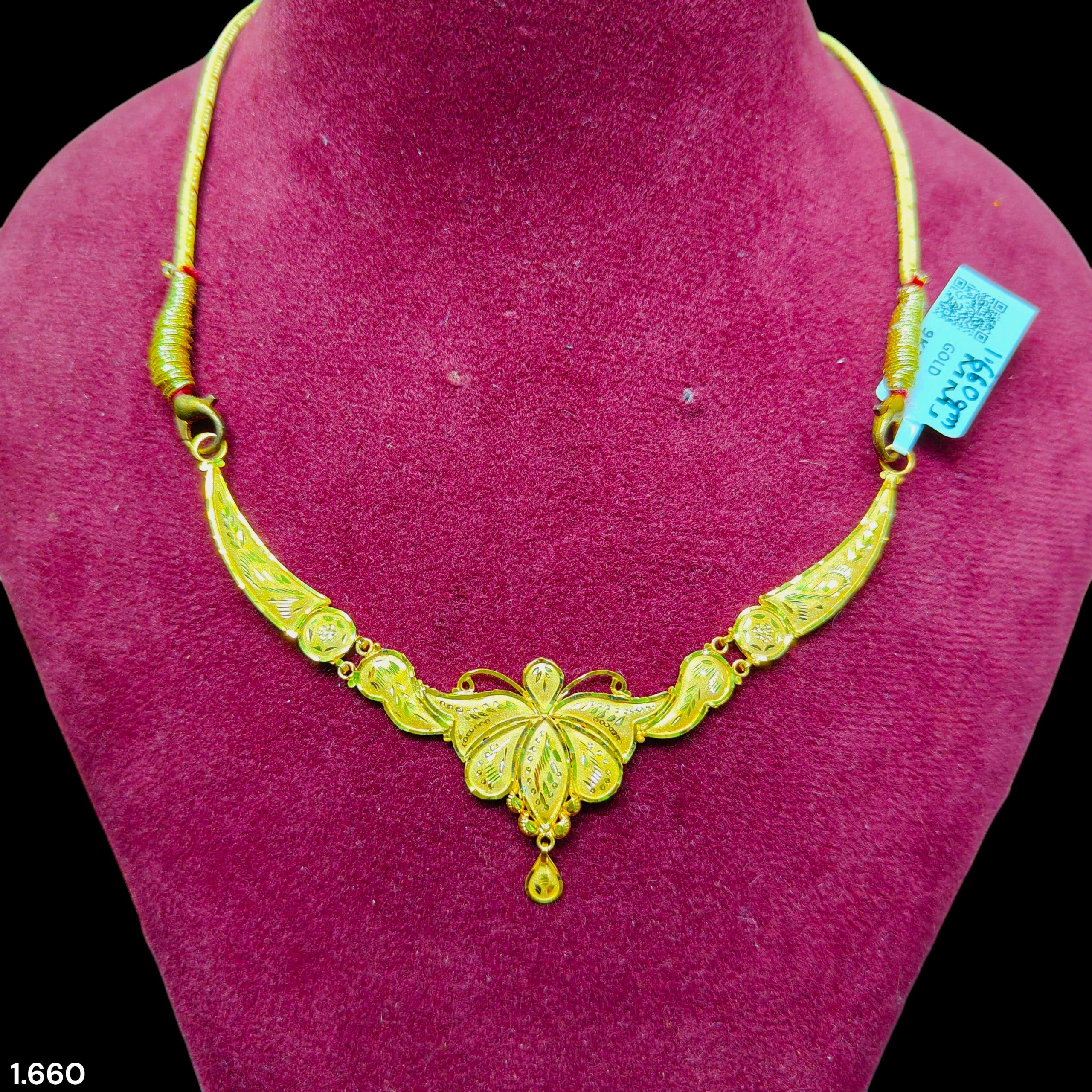 GOLD CHOKER NECKLACE-(WGT: 1.660 GM APPROX) BIS CERTIFIED HUID HALLMARK 9KT GOLD NECKLACE 1 PIECE FOR WOMEN.
