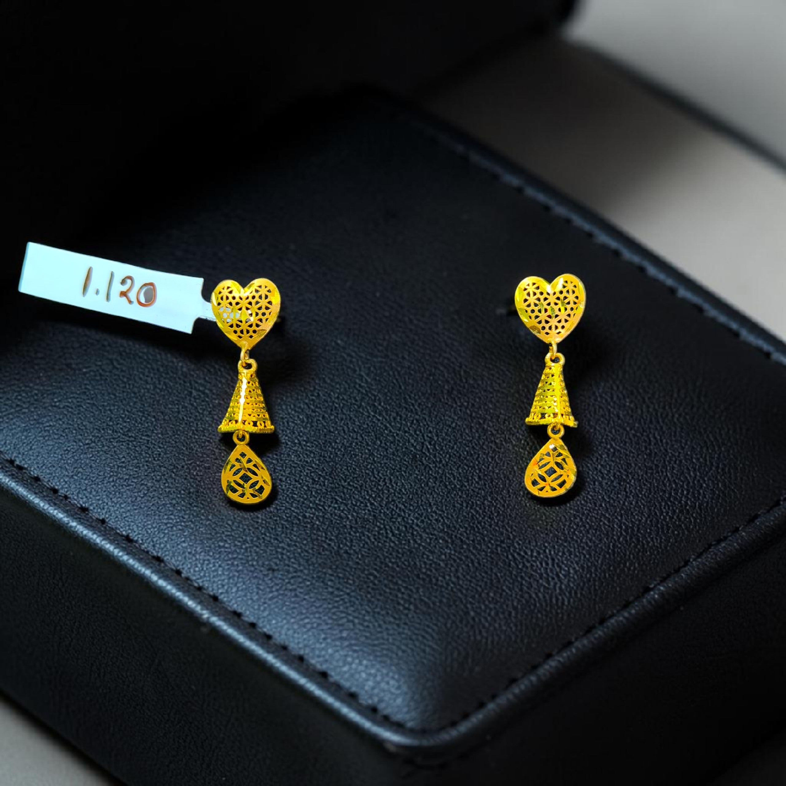 GOLD EARRINGS- (WGT: 1.120 GM APPROX) BIS CERTIFIED HUID HALLMARK 9KT GOLD EARRINGS 1 PAIR FOR WOMEN (BEST FOR GIFT IN MARRIAGE).