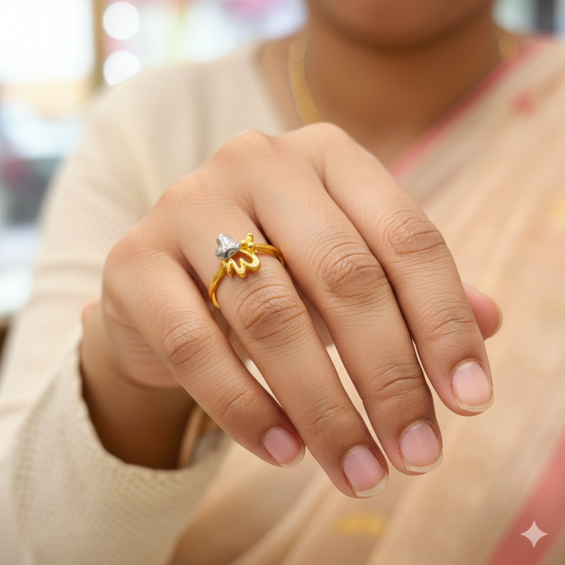 LADIES RING- TRJ (SIZE:15) WGT: 1.090 GM APPROX BIS CERTIFIED HUID HALLMARK 9KT GOLD FINGER RING FOR WOMEN 1 PIECE.(IE6HS1)