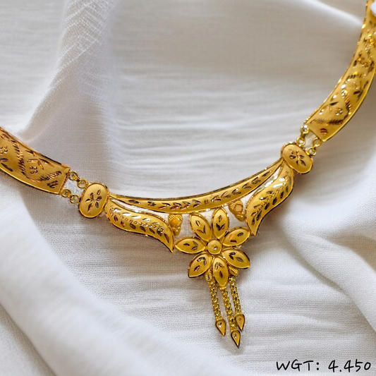 RAJLAXMI WGT: 4.450 GM APPROX HUID HALLMARK 22KT GOLD NECKLACE 1 PIECE WITH ADJUSTABLE TASSEL.