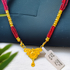 TRJ WGT: 0.840 GM APPROX 22KT HUID HALLMARK GOLD PENDANT MANGALSUTRA 1 PIECE WITH TASSEL.