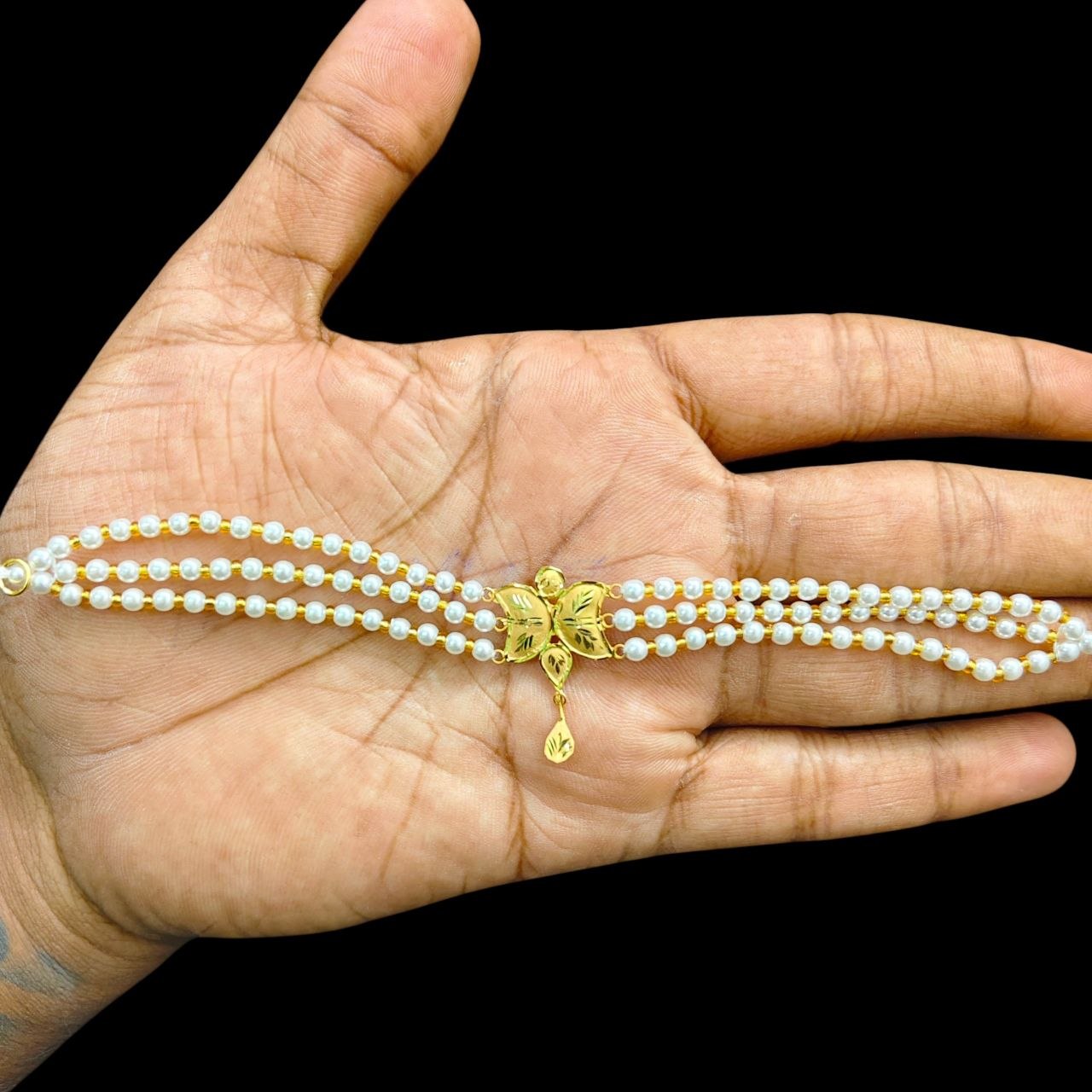 GOLD MOTI CHOKER- (WGT: 0.380 GM APPROX) BIS CERTIFIED HUID HALLMARK 375 9KT GOLD MOTI CHOKER 1 PIECE WITH ADJUSTABLE TASSEL FOR GIFT IN MARRIAGE.