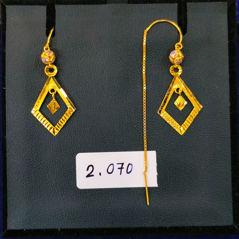 (GSD) RAJLAXMI WGT: 2.070 GM APPROX 18KT HALLMARK GOLD SUI DHAGA EARRINGS 1 PAIR FOR DAILY WEAR.