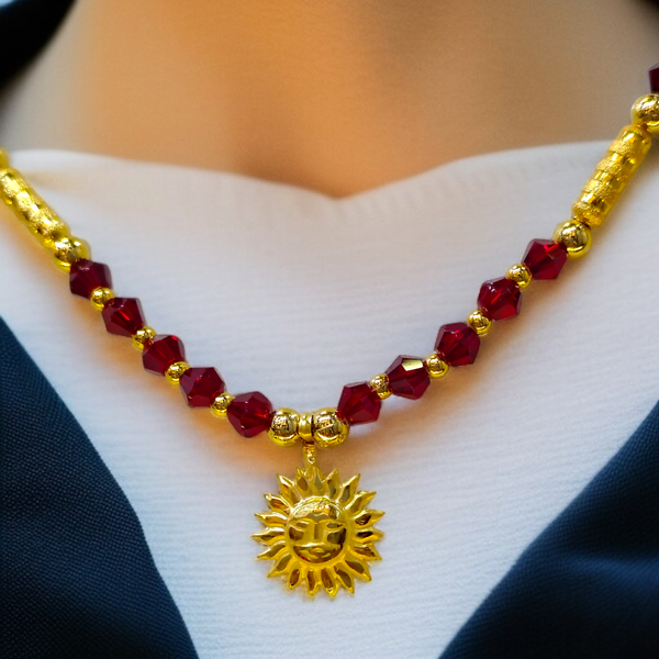 SUN DESIGN (WGT: 0.180 GM APPROX)(NON HALLMARK) KDM GOLD LOCKET 1 PIECE WITH TASSEL (50 TONCH) BEST FOR GIFT IN MARRIAGE.
