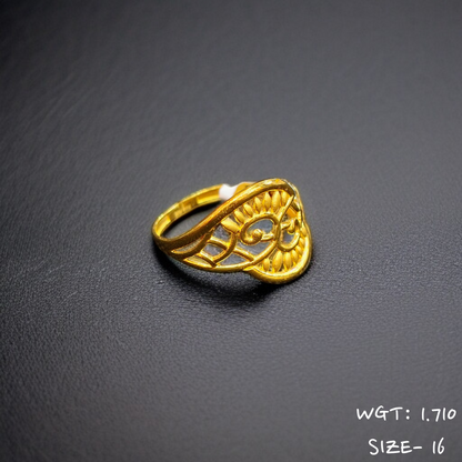 TRJ (SIZE: 16) WGT: 1.710 GM APPROX 22KT HUID HALLMARK GOLD RING FOR WOMEN 1 PIECE.