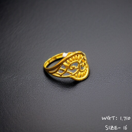 TRJ (SIZE: 16) WGT: 1.710 GM APPROX 22KT HUID HALLMARK GOLD RING FOR WOMEN 1 PIECE.