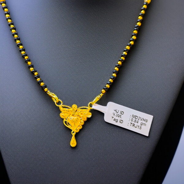 TRJ WGT: 0.840 GM APPROX 22KT HUID HALLMARK GOLD PENDANT MANGALSUTRA 1 PIECE WITH TASSEL.