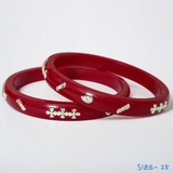 (SSP) (SIZE- 25) RED PASTING DESIGN 925 ORIGINAL SILVER POLA BANGLES FOR WOMEN 1 PAIR - SOLD AS MRP BY RAJLAXMI.