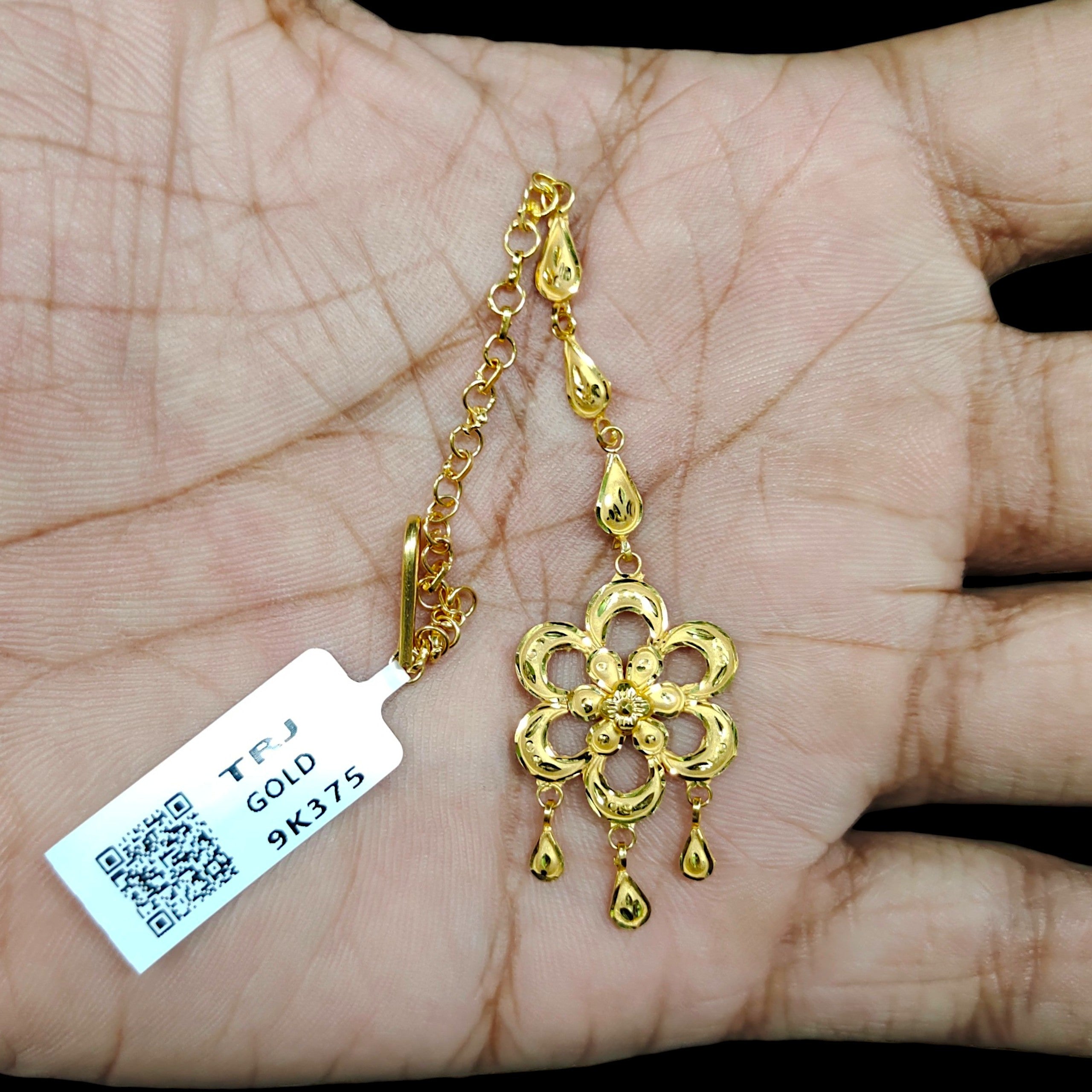 GOLD TICKLY- (WGT: 1.670 GM APPROX) CERTIFIED BIS HUID HALLMARK 375 9KT GOLD TICKLY (MANGTIKA) 1 PIECE FOR MARRIAGE.(J3CKBN)
