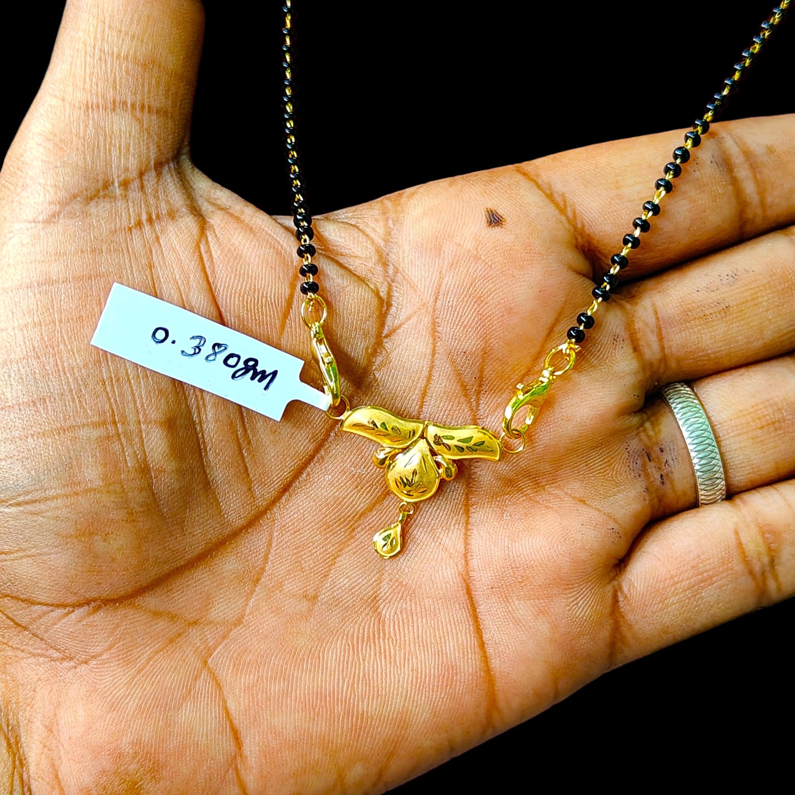 GOLD PENDANT- (WGT: 0.380 GM APPROX) BIS CERTIFIED HUID HALLMARK 375 9KT GOLD PENDANT FOR WOMEN 1 PIECE WITH FREE MANGALSUTRA & TASSEL.