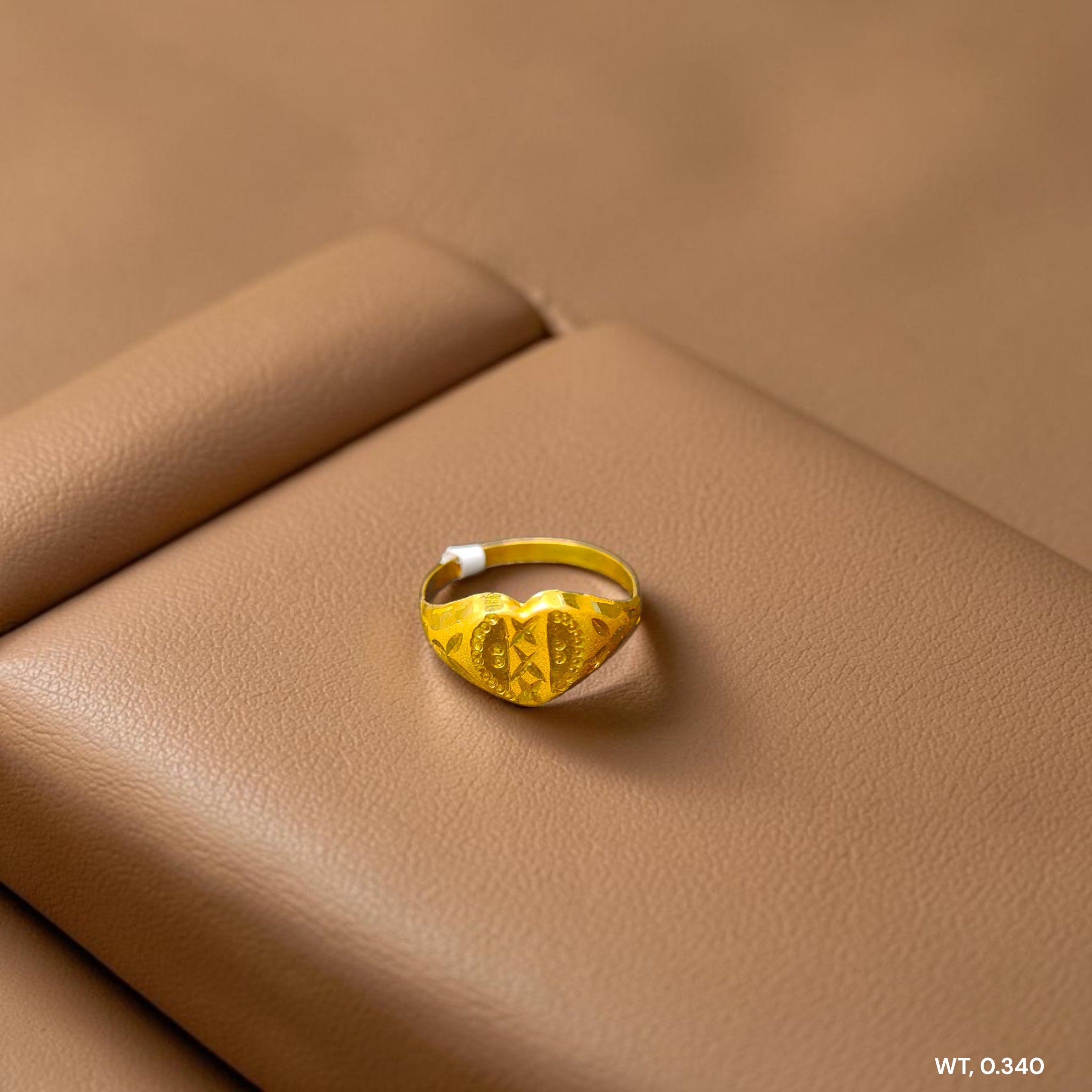 BABY JEWELLERY- TRJ WGT: 0.340 GM APPROX 375 9KT HUID HALLMARK GOLD BABY FINGER RING 1 PIECE FOR RICE CEREMONY & BIRTHDAY.