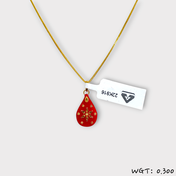 CERTIFIED BIS HUID HALLMARK 916 22KT GOLD POLA PENDANT LOCKET (WGT: 0.300 GM APPROX) 1 PIECE WITH ADJUSTABLE TASSEL (CHAIN NOT INCLUDED)
