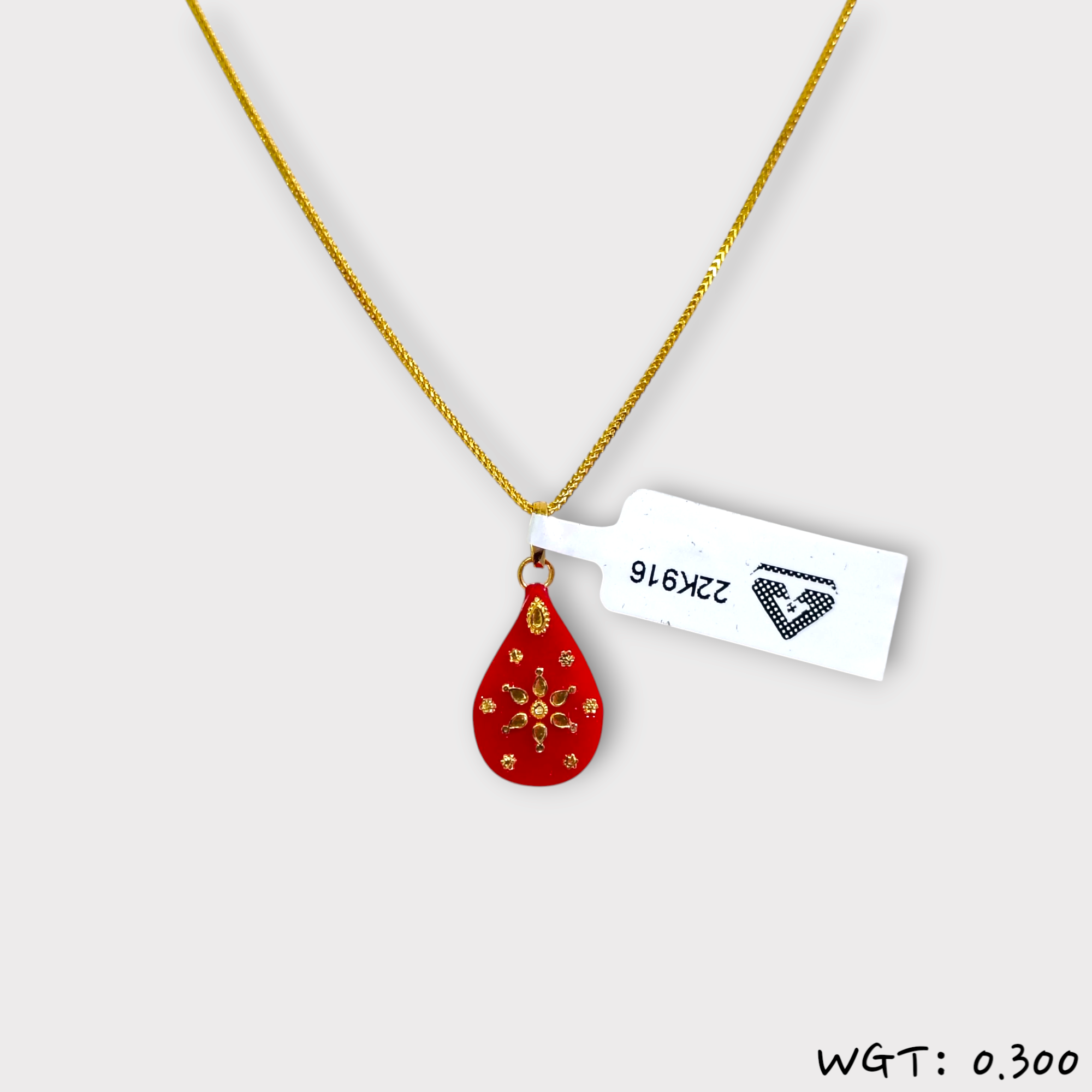 (GPL) CERTIFIED BIS HUID HALLMARK 916 22KT GOLD POLA PENDANT LOCKET (WGT: 0.300 GM APPROX) 1 PIECE WITH ADJUSTABLE TASSEL (CHAIN NOT INCLUDED)
