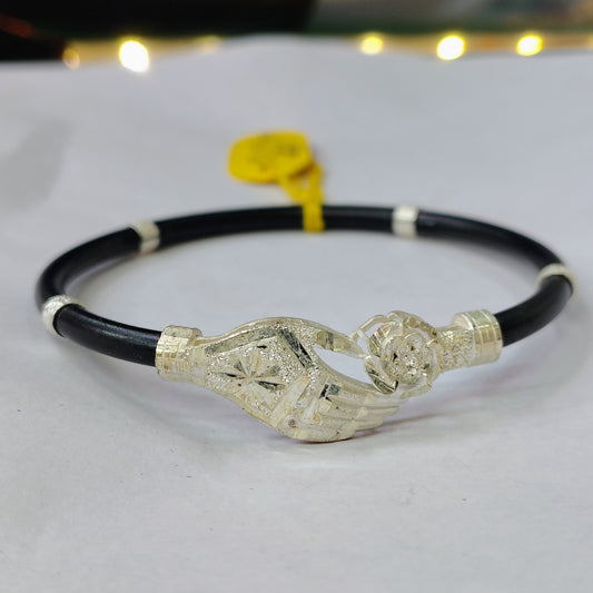TRJ BLACK HAND DESIGN 925 ORIGINAL SILVER NOA BANGLES FOR WOMEN 1 PIECE - SOLD AS MRP BY RAJLAXMI.