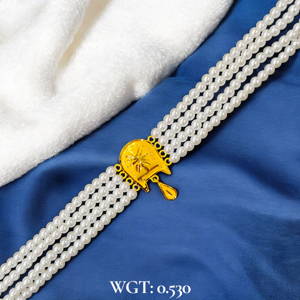 CERTIFIED BIS HUID HALLMARK 916 22KT GOLD MOTI CHOKER 1 PIECE (WGT:0.530 GM) WITH ADJUSTABLE TASSEL FOR GIFT IN MARRIAGE.