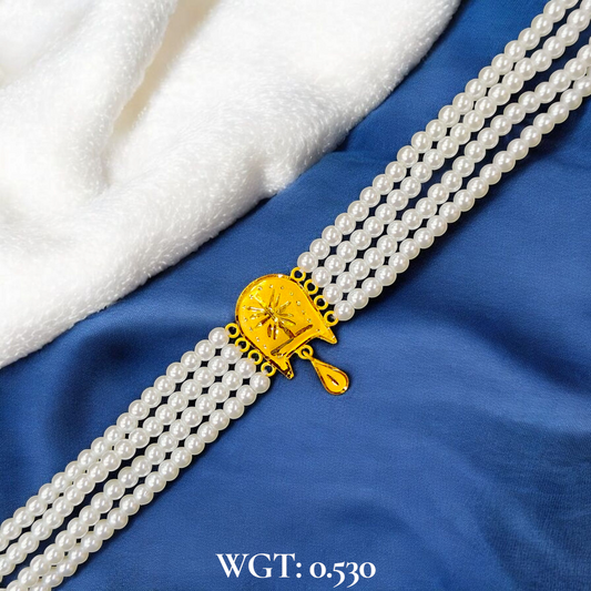 CERTIFIED BIS HUID HALLMARK 916 22KT GOLD MOTI CHOKER 1 PIECE (WGT:0.530 GM) WITH ADJUSTABLE TASSEL FOR GIFT IN MARRIAGE.