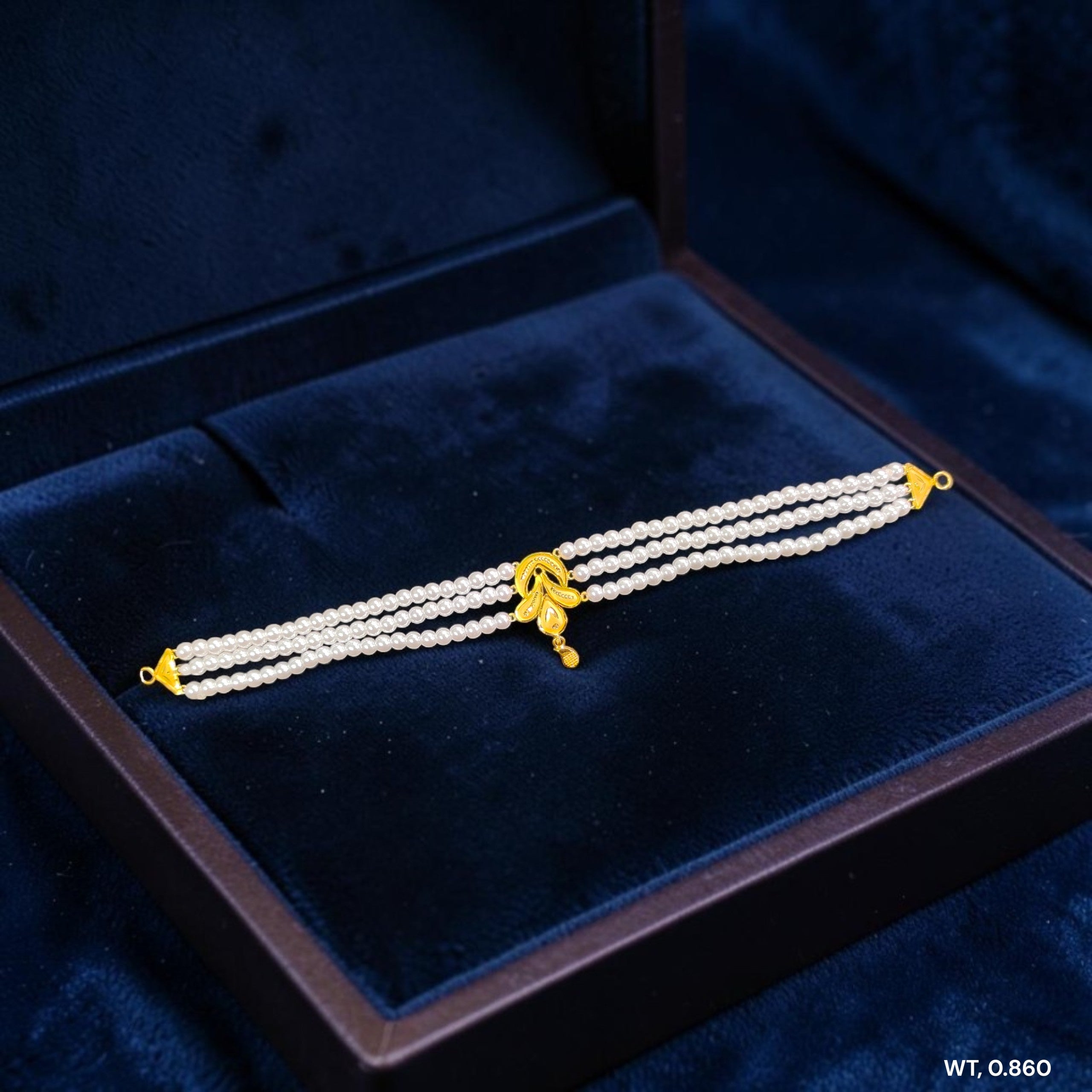 GOLD MOTI HAR- CERTIFIED BIS HUID HALLMARK 916 22KT GOLD MOTI CHOKER 1 PIECE (WGT: 0.860 GM) WITH ADJUSTABLE TASSEL FOR GIFT IN MARRIAGE.