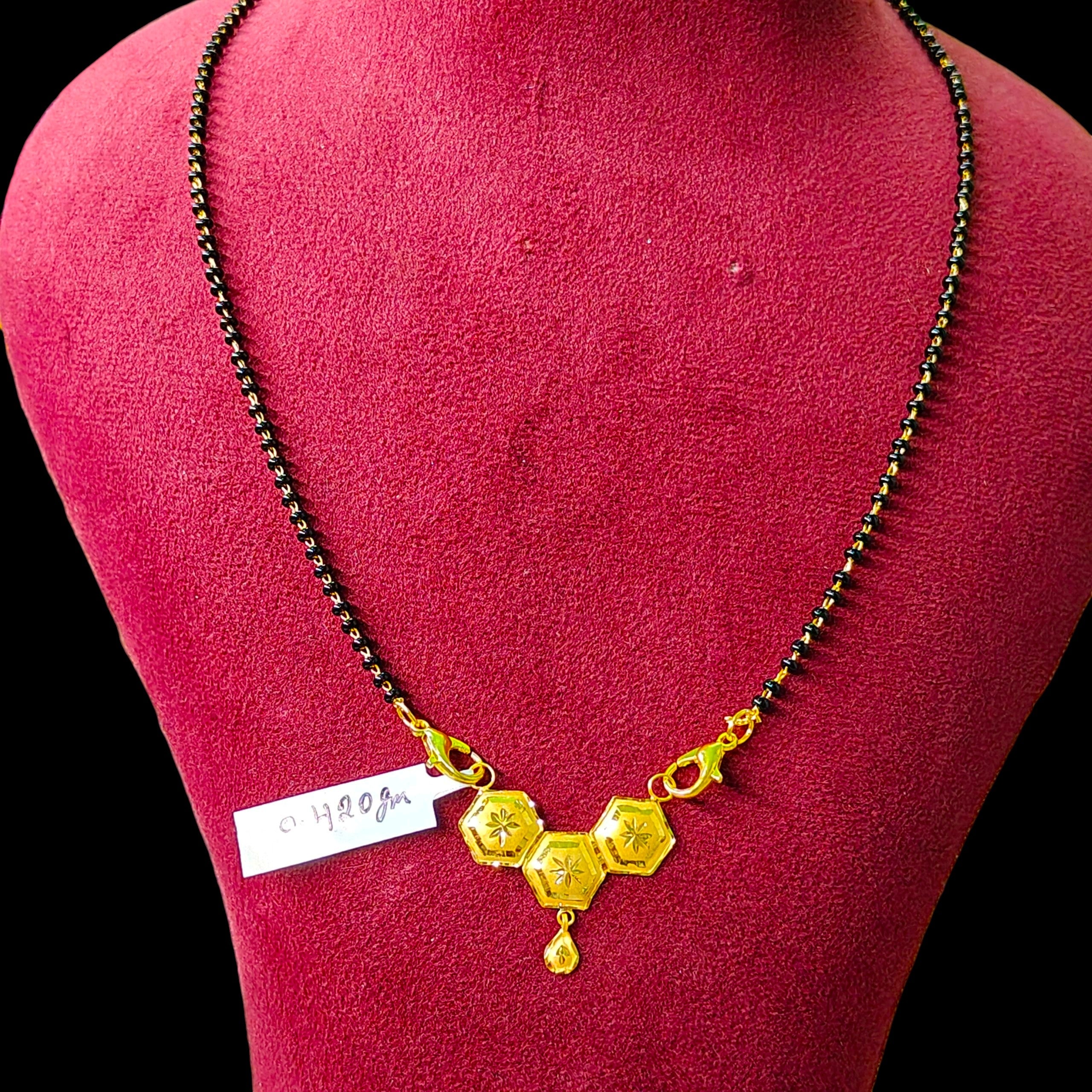 GOLD PENDANT- (WGT: 0.420 GM APPROX) BIS CERTIFIED HUID HALLMARK 375 9KT GOLD PENDANT FOR WOMEN 1 PIECE WITH FREE MANGALSUTRA & TASSEL.
