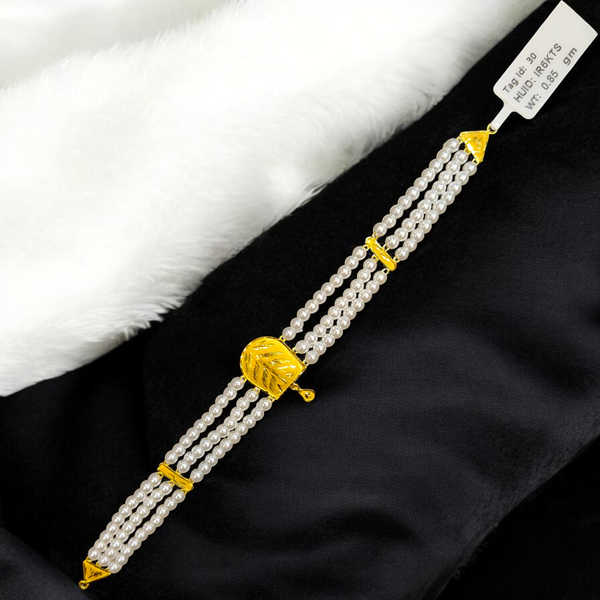 PEARL CHOKER- CERTIFIED BIS HUID HALLMARK 916 22KT GOLD MOTI CHOKER 1 PIECE (WGT:0.850 GM) WITH ADJUSTABLE TASSEL FOR GIFT IN MARRIAGE.
