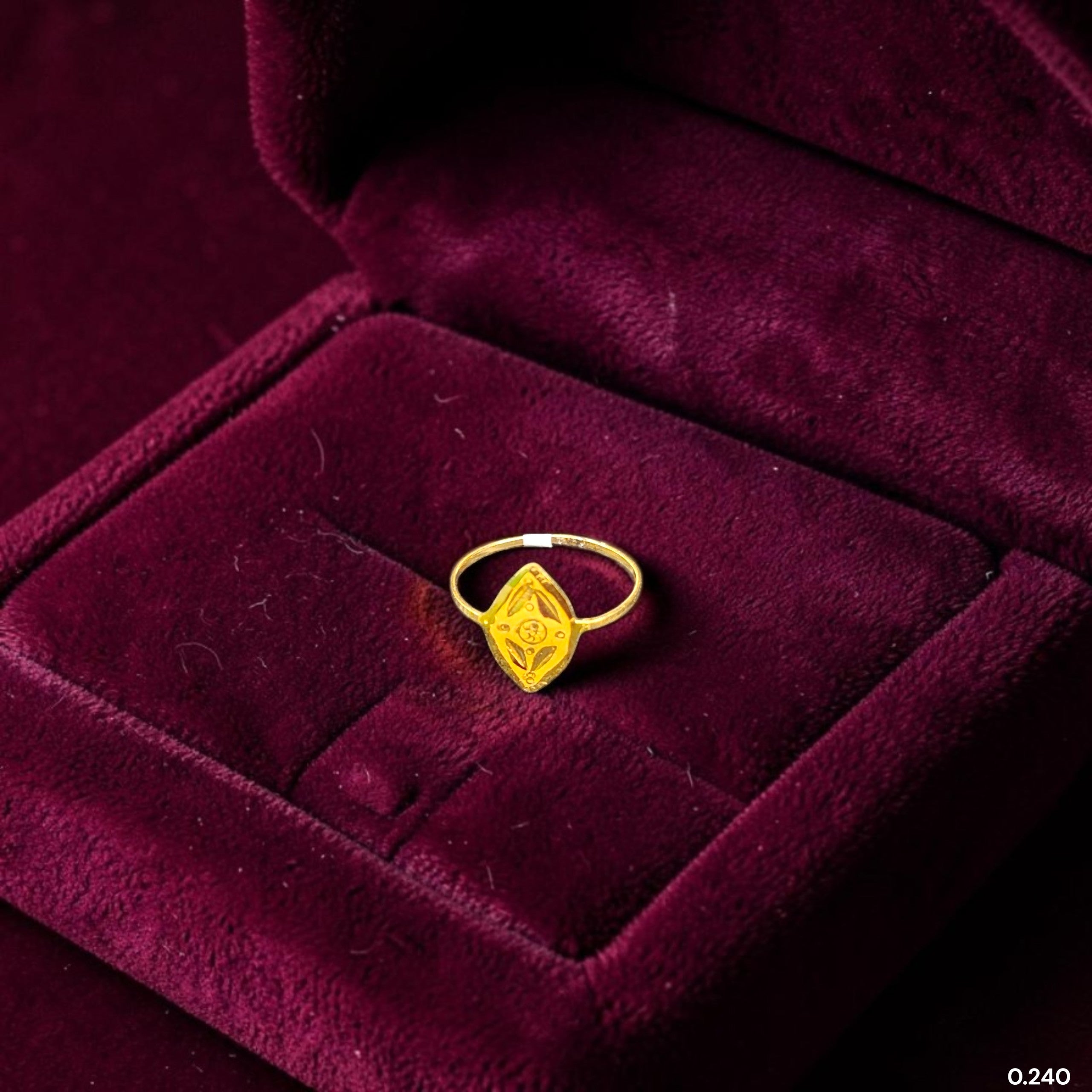 BABY JEWELLERY- TRJ WGT: 0.240 GM APPROX 22KT HUID HALLMARK GOLD BABY FINGER RING 1 PIECE FOR RICE CEREMONY & BIRTHDAY.